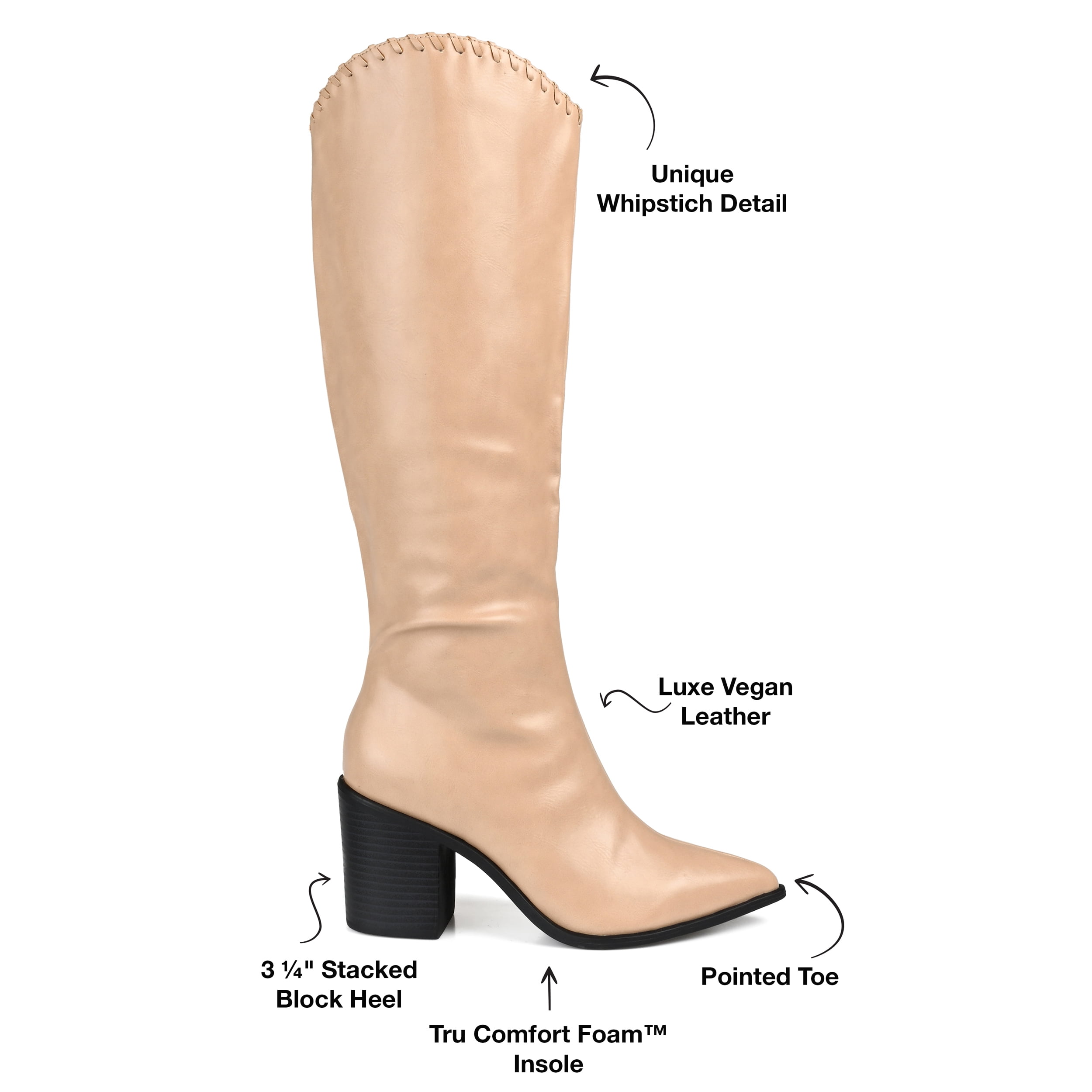 Journee Womens Daria Extra Wide Calf Stacked Heel Knee High Boots