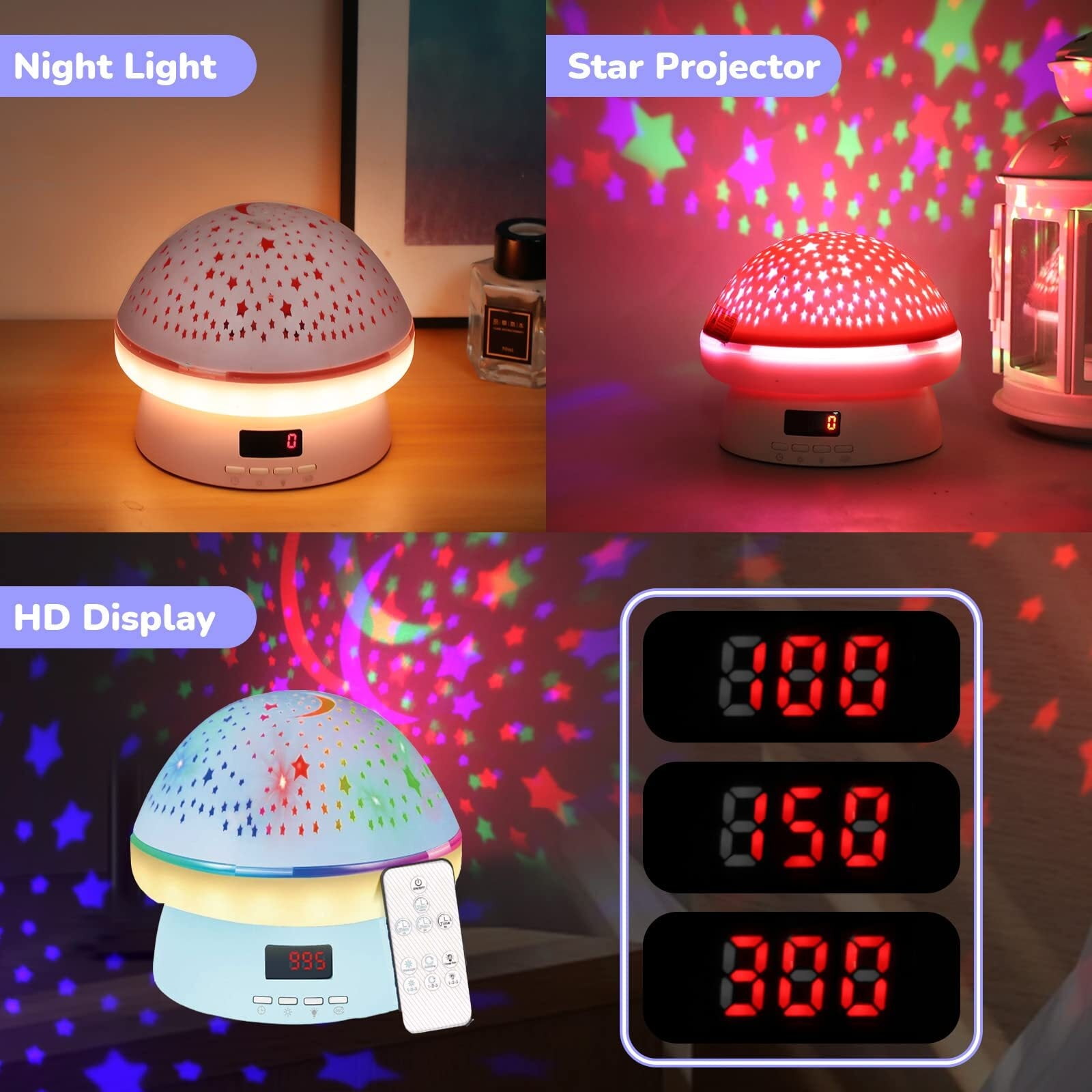 Timer Rotation Star Night Light Projector - Twinkle Lights for 3-9 Year Old Girls and Boys - Christmas and Birthday Gifts