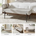 thumbnail image 3 of 48" Upholstered Ottoman Bench with One Pillow Modern Metal Legs Bed Foot Stool Bedroom Entryway Ivory, 3 of 10