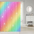 thumbnail image 2 of Manfei Ink Rainbow Shower Curtain 72Wx84L, Galaxy Stars Print Bathroom Shower Curtain, Pink Orange, 2 of 5