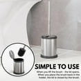 thumbnail image 6 of Toilet Brush and Holder Set with Lid, Sleek Chrome Toilet Bowl Scrubber, Heavy Weight Base for Stability, Hands Free Lid Operation, Compact for Small Bathroom Spaces, 6 of 6