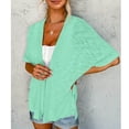 thumbnail image 7 of JGGSPWM Womens Solid Shrugs Tops Lightweight Cardigan Fall 2023 Tunic Side Split Cardigans 3/4 Sleeve Shirts Dressy Casual Outwear Green M, 7 of 7
