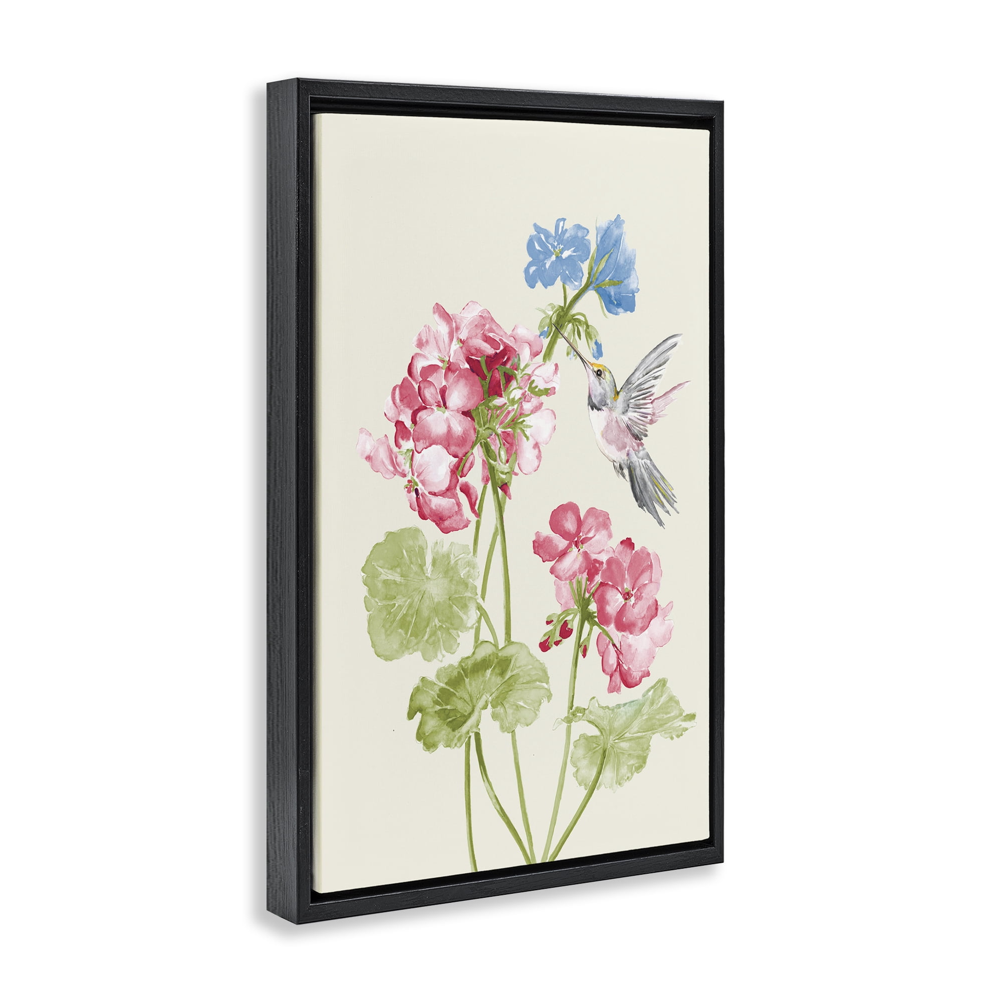 Stupell Industries Geraniums In Bloom Botanical & Floral Painting Black Floater Framed Art Print Wall Art, 21 x 31