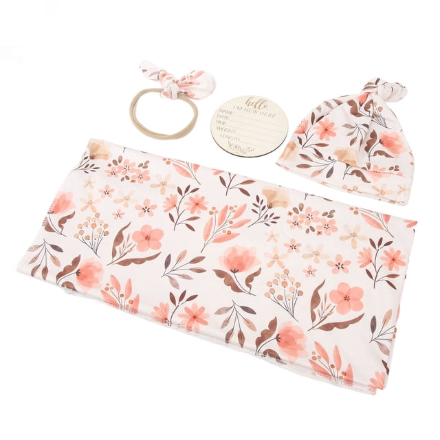 Manta Receptora Para Recién Nacido Con Estampado Floral Con Diadema, Envoltura Suave Para Bebé Para Mejorar El Sueño