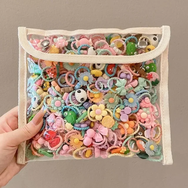 Lazos para el pelo de bebé con bolsa para niña, bandas elásticas para el pelo, gomas suaves, soporte para cola de caballo, accesorios para el cabello, 50 piezas