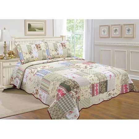 All For You 100 Cotton 3 Piece Reversible Bedspread Coverlet