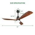 thumbnail image 2 of Ultra Quiet 52" Solid Wood Ceiling Fan with Lights and Remote Control, Reversible Blades, 3-Speed, Dimmable LED Kit, Matte Black, 2 of 7