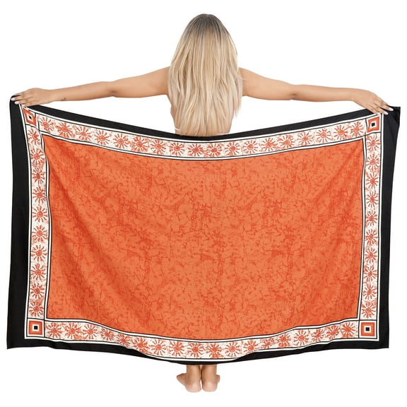 HAPPY BAY Women's Beachwear Cover-Up Swimwear Sarong Pareo Summer Pareos Bathing Suit Coverup Vacation Long Swim Wrap for Women One Size Sun, Orange