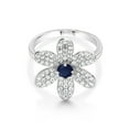 thumbnail image 4 of Gem Stone King 925 Sterling Silver Blue Sapphire Flower Ring for Women By Keren Hanan (1.33 Cttw, Gemstone Birthstone, Available in Size 5, 6, 7, 8, 9), 4 of 7
