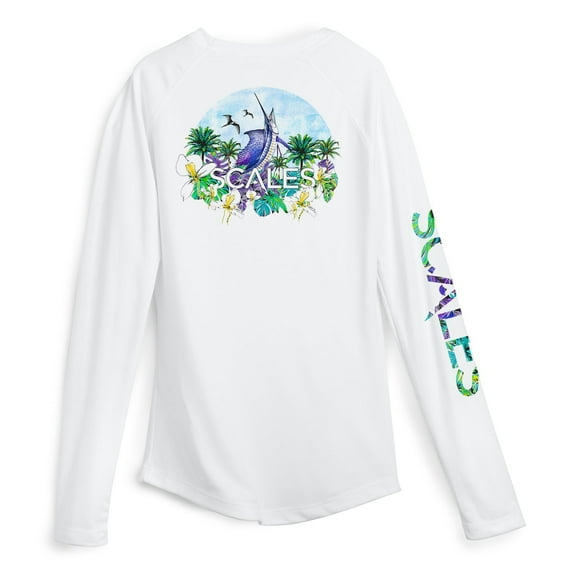 SCALES Sail Away Womens Sleeve Performance Shirt White, XLarge Long Sleeve Shirt