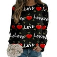 thumbnail image 5 of Valentines Crew Neck Sweatshirt for Women Casual Love Heart Print Hoodless Sweatshirt Pullover Tops Long Sleeve Workout Shirts Relaxed Fit Valentine's Day Blouse Womens Plus Size Sweatshirts, 5 of 5