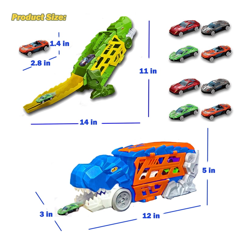 Camion Trasportatore Dinosauro Per Bambini 3-8 Anni - Si Trasforma In Dino Con 10 Macchinine Die-Cast - Giocattolo Con Luci E Suoni