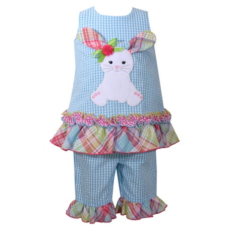 - Bonnie Jean Girls New Aqua Bunny Seersucker Set 12 months