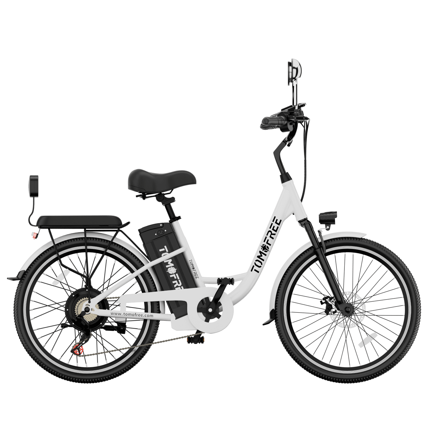 Tomofree Cityscape Electric Bike 500W E-bike 48V 20Ah Electric City Cruiser Bicycle 22mph Electric Commuter Bike for Adults 7-Speed, 24" E Bike for Female Male,White/Black