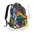 thumbnail image 2 of Zufioo Colorful Pug Print Casual Student Backpack, Adjustable Shoulder Straps Multi-Function Multi-Pocket Sports Bag Travel Backpack, Unisex-One Size, 2 of 5