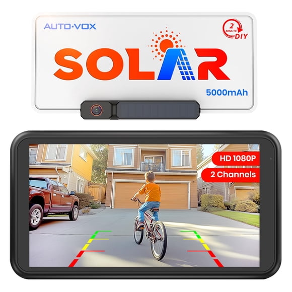 Cámara de respaldo inalámbrica AUTO-VOX Solar con monitor de 5 1080P