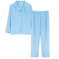 thumbnail image 2 of Womens Long Sleeve Pajama Set Soft Button Down Loungewear Two Piece PJ Set with Pockets, 2 of 7