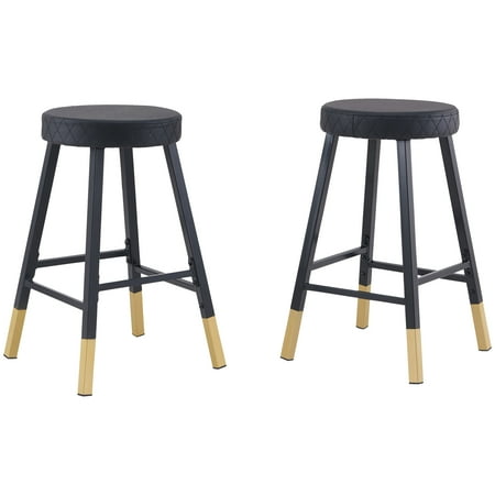 Metal Black Counter Stools - Mainstays Metal Dipped Leg Backless Counter Stools, Set of 2, Black and Gold