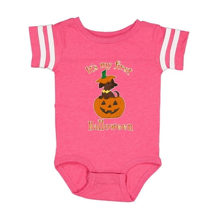 

Inktastic Cute Dachshund Puppy It s My 1st Halloween Gift Baby Boy or Baby Girl Bodysuit