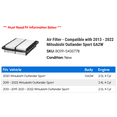 thumbnail image 2 of Air Filter - Compatible with 2013 - 2022 Mitsubishi Outlander Sport GA2W 2014 2015 2016 2017 2018 2019 2020 2021, 2 of 2