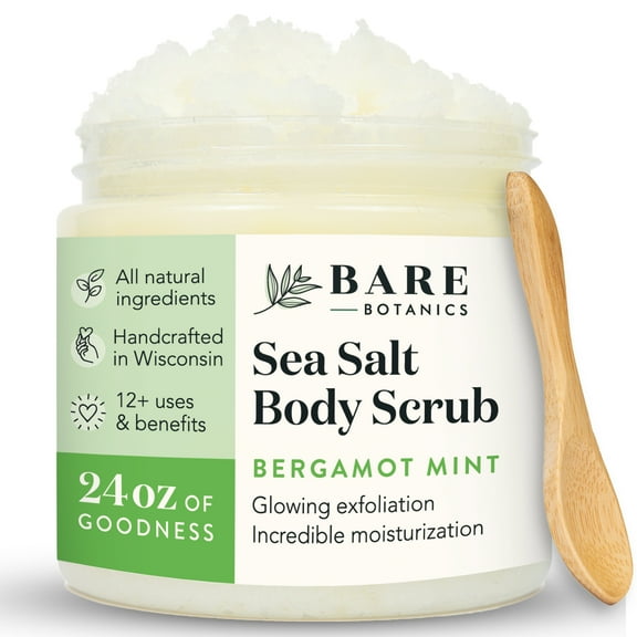 Bare Botanics Body Scrub Bergamot Mint Sea Salt Scrub 24 oz