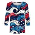 thumbnail image 5 of GERsome Womens 4th of July 3/4 Sleeve Tops Casual Loose Fit Crewneck T Shirts American Flag Patriotic Tee Shirts S-3XL, 5 of 5
