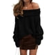 thumbnail image 1 of Jersey PRETTYGARDEN con hombros descubiertos de manga larga negro L, 1 of 7