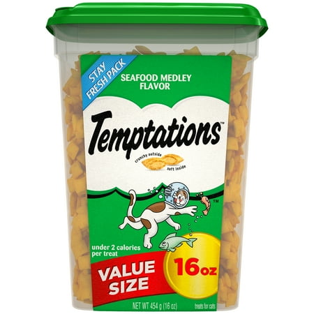TEMPTATIONS Classic Cat Treats Seafood Medley Flavor, 16 oz. Tub