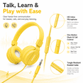 thumbnail image 4 of WIGACH Kids Headphones Wired for School HD Mic Stereo Sound Foldable Headphones for Online Study, 3.5mm Jack Wired Cord On-Ear Headset for Pad PC Phones Tablet Etc - ALL YELLOW, 4 of 8