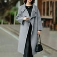 thumbnail image 2 of Women's Coats Shawl Collar Button Down Maxi Wool Coats Long Shawl Scarf Jackets Woolen Blend Trench Coat with Pockets, 2 of 5