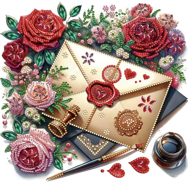 Pintura de diamante 5D DIY Kit de taladro con forma especial parcial Flores Letra 30x30cm