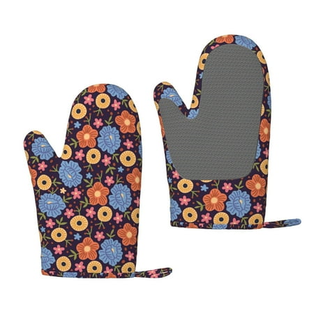 

Hirioo Leaves Flower for Silicone Oven Mitts for BBQ Baking Cooking Set of 2 Heat Resistant 260℃ Non-Slip Kitchen Essentials