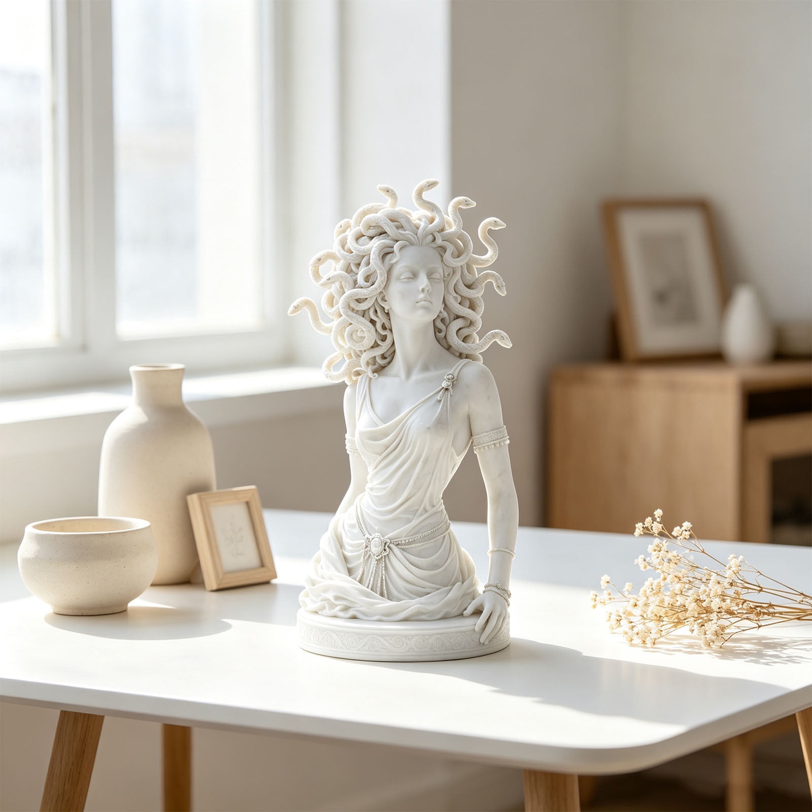 Greek Mythology Medusa Resin Statue Detailed Resin Mythology Sculpture for Shelf Desk and Tabletop Display for Shelf Desk Tabletop and Home Display with Versatile Interior Display