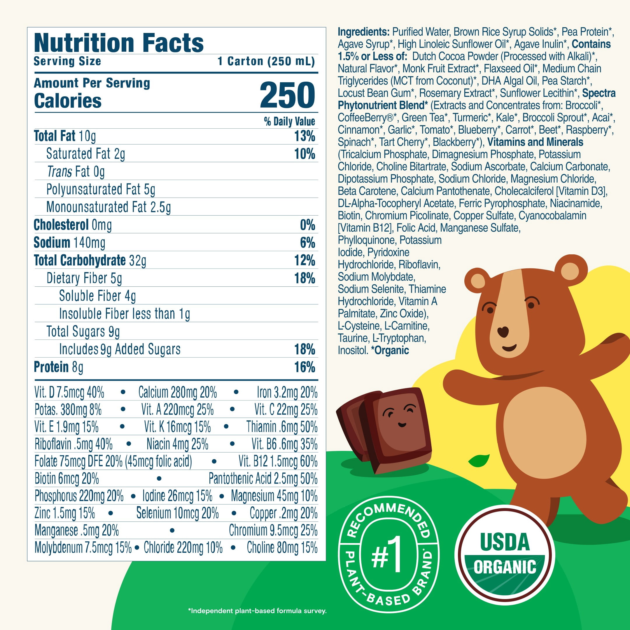 Kate Farms Kids Nutrition Shake, Chocolate, 4 Pack, 8.45 fl oz
