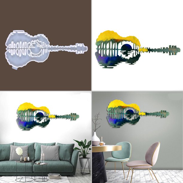 Moldes De Silicona Molde de resina para guitarra - DIY Modern Music Home Living Room Art Wall Decor Crafts Wdftyju Libre de BPA