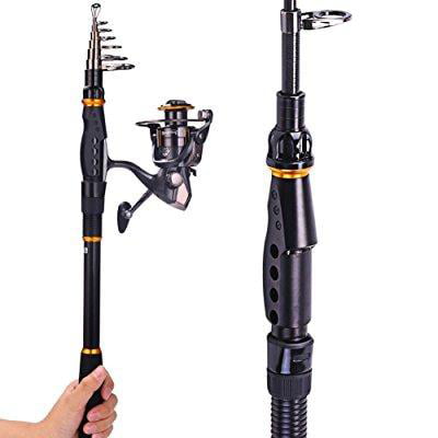sougayilang fishing rod reel combos carbon telescopic fishing rod pole with spinning reel line lures accessories combo sea saltwater freshwater fishing rod kit (rod+ reel, 1.8m 5.91ft rod+wq2000