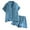 Blue, variant on Gunia Summer Pajamas For Women Set Cotton Crepe Summer Thin Soft Lapel Short Sleeved Shorts Loving Home Wear Pajamas Set Sleepwear Pjs M-Xl