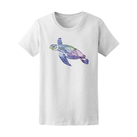 Multicolor Sea Turtle Swims T-Shirt Women -Image by Shutterstock, Female XX-Large