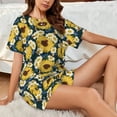 thumbnail image 6 of Bingfone Sunflowers Print Pajamas Sets for Women Soft Short-Sleeved Pjs with Lounge Shorts Two Piece Sleepwear, 6 of 8