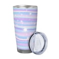 thumbnail image 2 of Picia Striped Gradient Pattern 20 oz Tumbler Stainless Steel Vacuum Insulated Coffee Ice Cup Double Wall Travel Flask Dual Lid Water Bottle, Eco-friendly Car Cup-Without Straw, 2 of 8