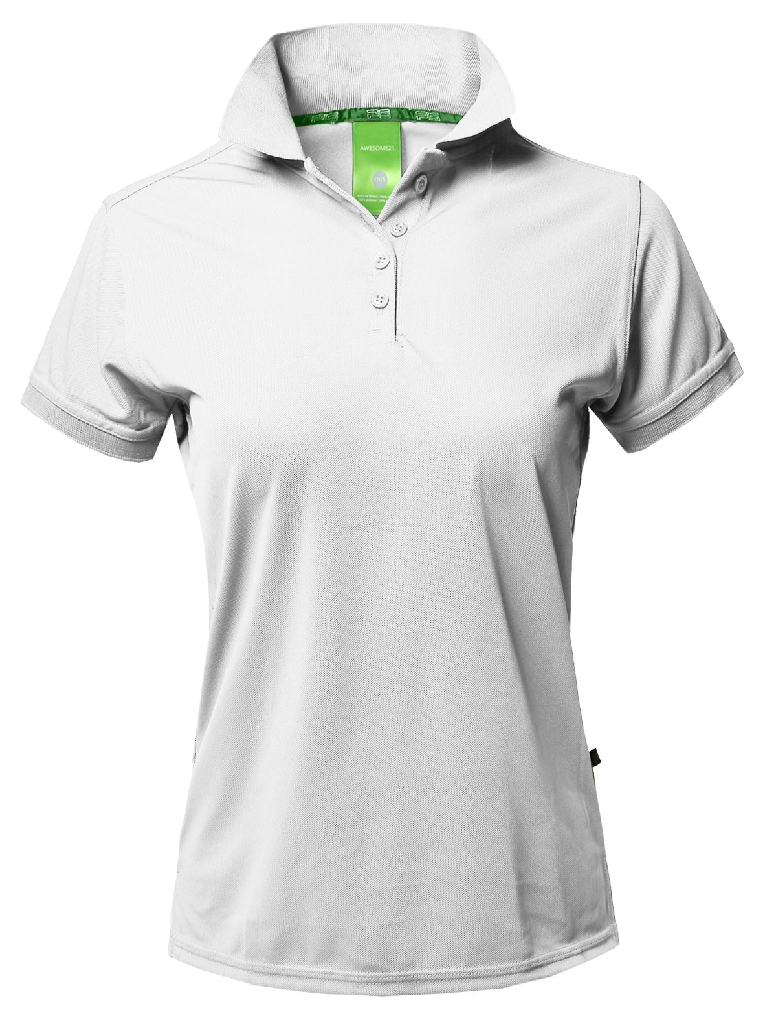 Awesome21 Womens Junior Size Breathable Button Placket Short Sleeves Polo Shirt