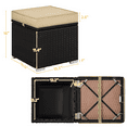 Yaheetech Outdoor Resin Wicker Ottomans with Cushion Seat & Hidden ...