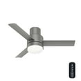 thumbnail image 5 of Hunter 44 inch Outdoor or Indoor Ceiling Fan with LED Light and Remote Control - Low Profile Mount Ceiling Fan, 3 Blades, For Patio, Porch, Garage, or Living Room, Quiet - Gilmour 51475, Matte Silver, 5 of 17