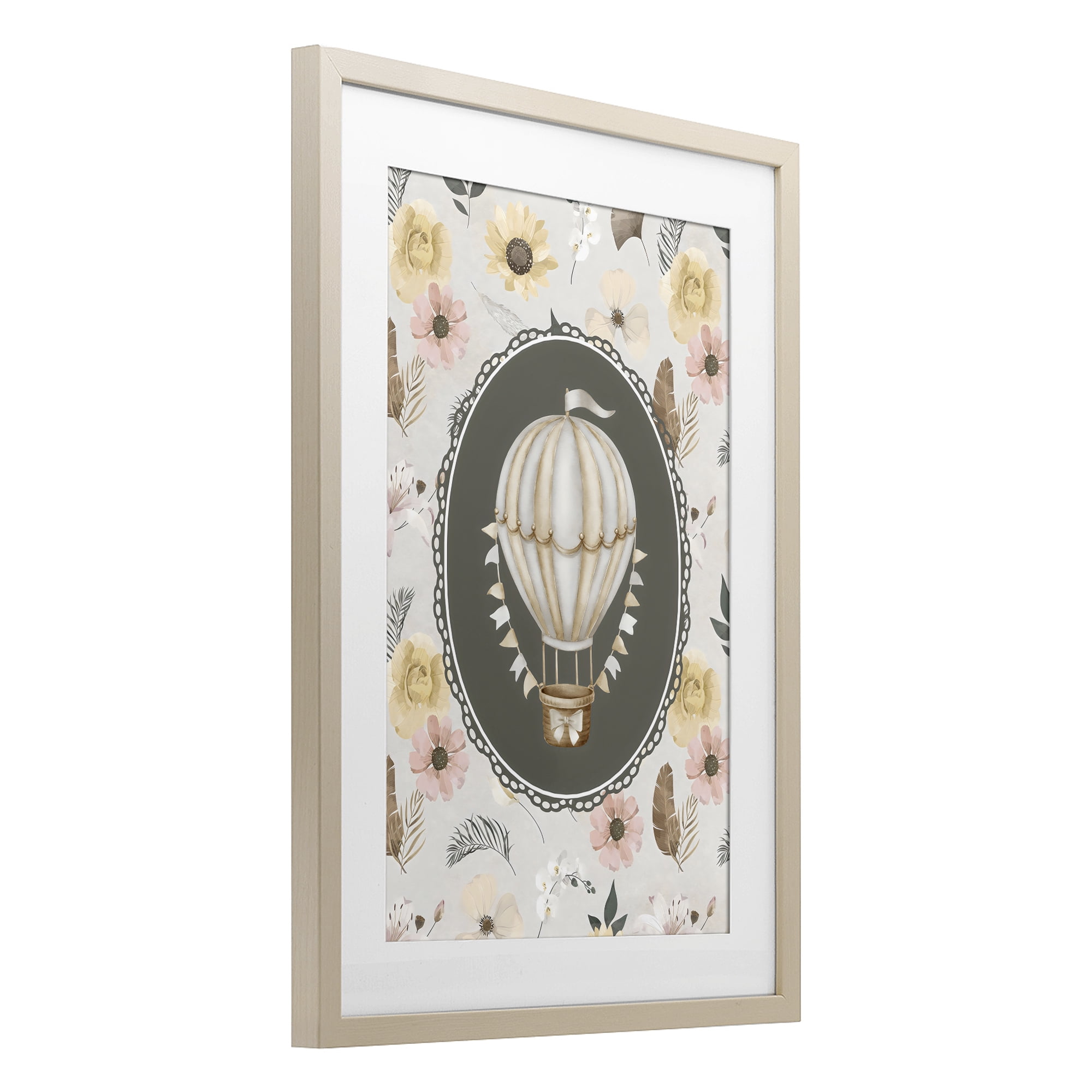 Stupell Industries Sunnyside Balloon over Florals Birch Framed Print Under Glass, design by Ink Drop Loft