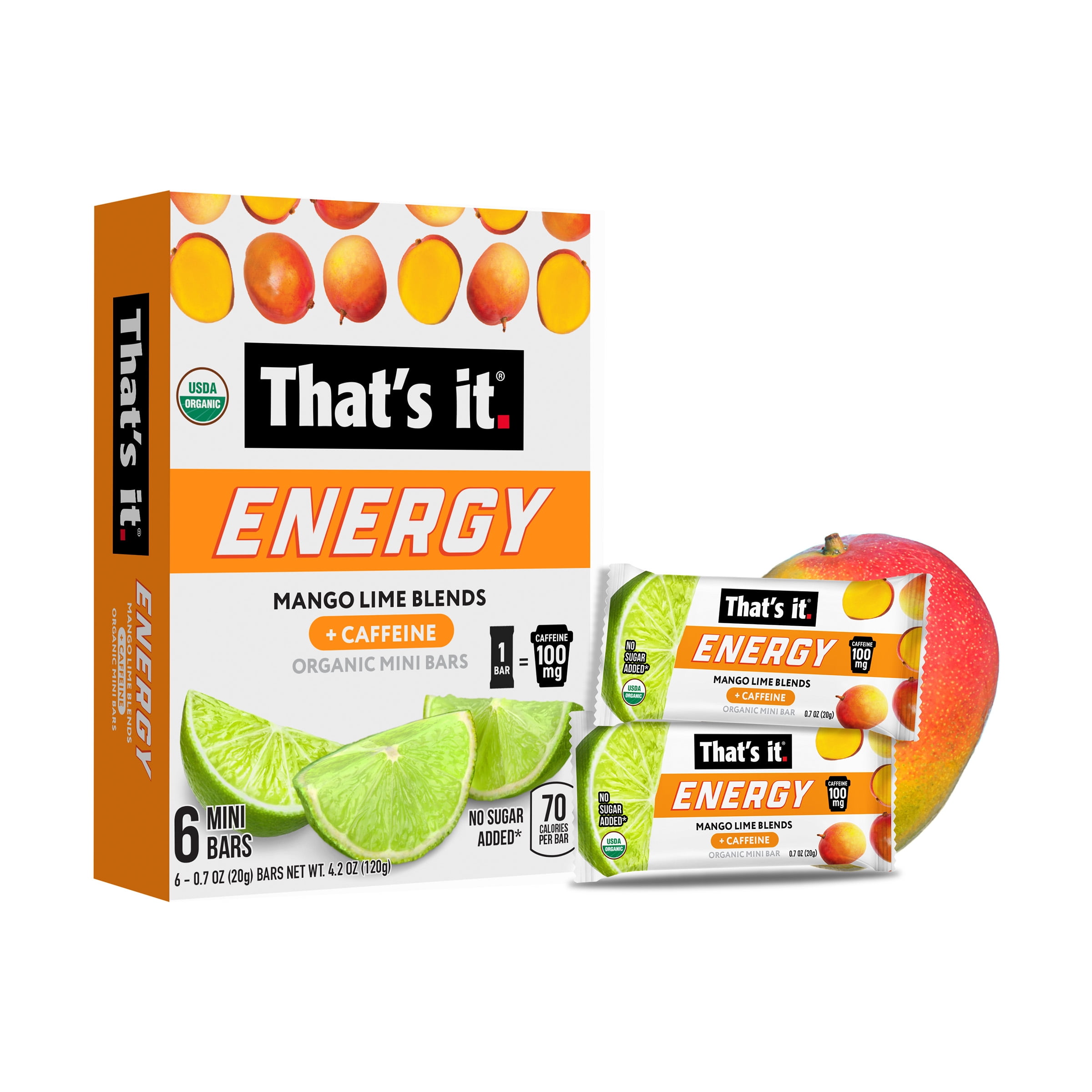 That's it. Gluten-Free Soft & Chewy Ready-to-Eat Mango Lime Blends Energy Fruit Bars, .7oz, 6 Count Shelf Stable Box
