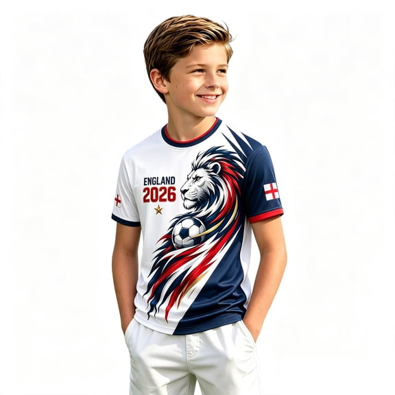 Kids Soccer for Boys Girls England Football Training Shirt Uniform Sport Casual T Shirt for England Soccer Fans 3-16 Years