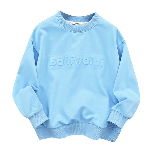 GDREDA Sweatshirts de Sport Basiques pour Jeunes Col Rond pour Enfants (Bleu, 6-7 Ans)