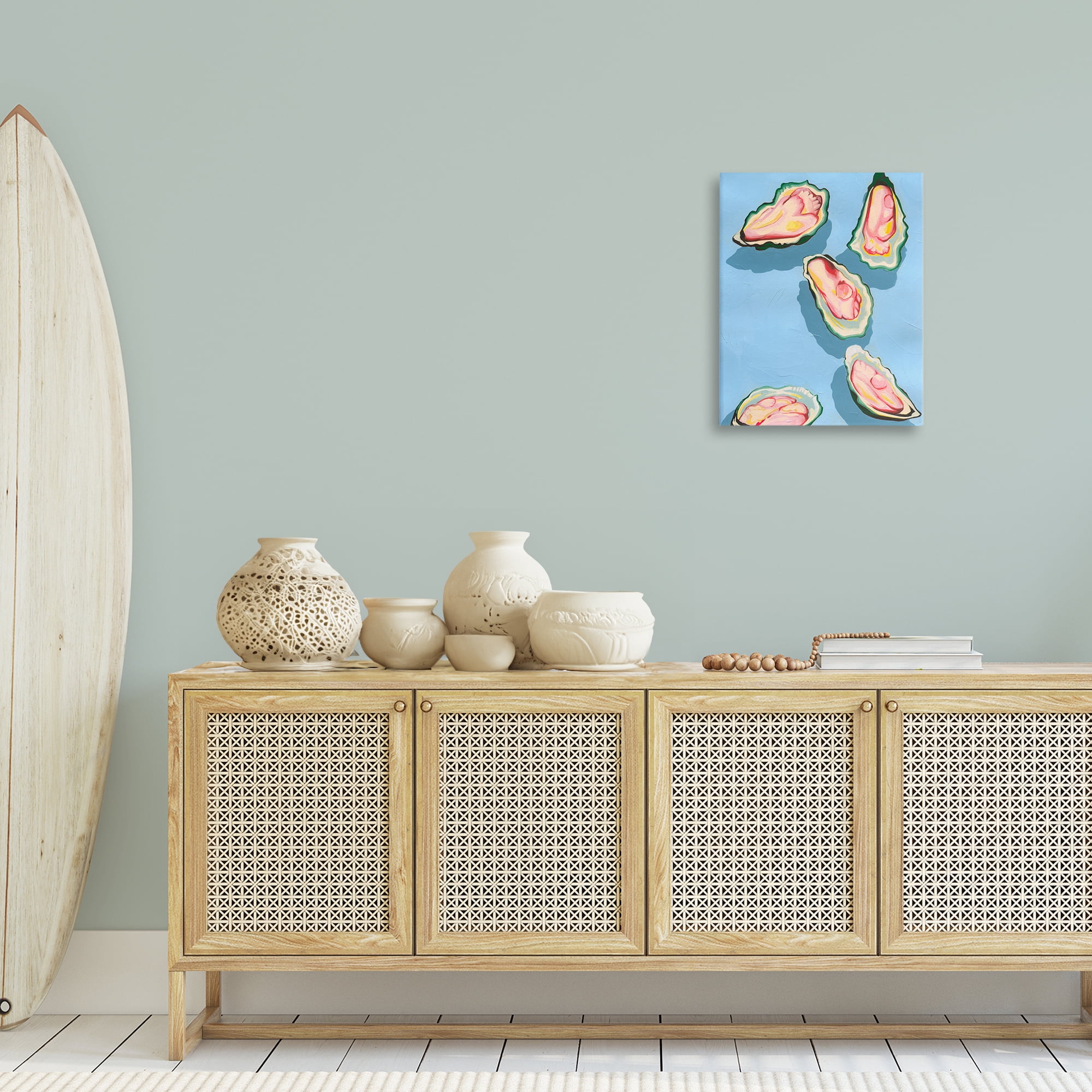 Stupell Industries Bold Oysters on Blue Animals & Insects Painting Gallery Wrapped Canvas Art Print Wall Art, 16 x 20