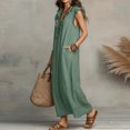 thumbnail image 4 of BOMYJESK Dresses for Women Ruffle Sleeve V Neck 2026 Cotton Linen Dress Casual Summer Maxi Dresses Beach Vacation Outfits with Side Pockets Light Green L, 4 of 5
