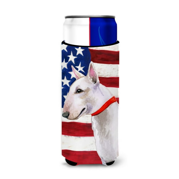 Carolines Treasures BB9693MUK Bull Terrier Patriotic Michelob Ultra Hugger for slim cans  Slim Can multicolor